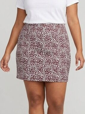 CRACKED WHEAT Skort White Burgundy Black Leopard Print Size 18